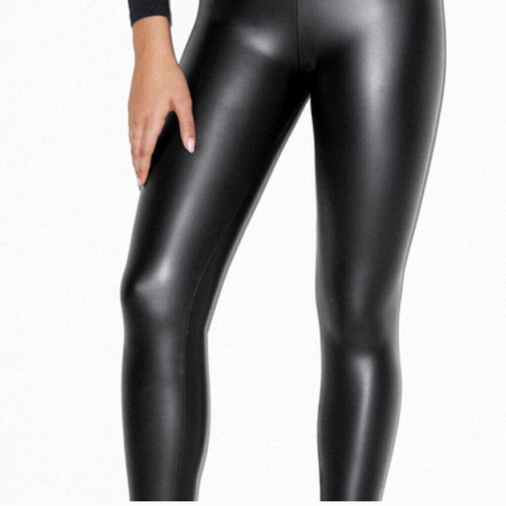 American Apparel Lamé Matte Black Leggings (NWOT) - Picture 3 of 13